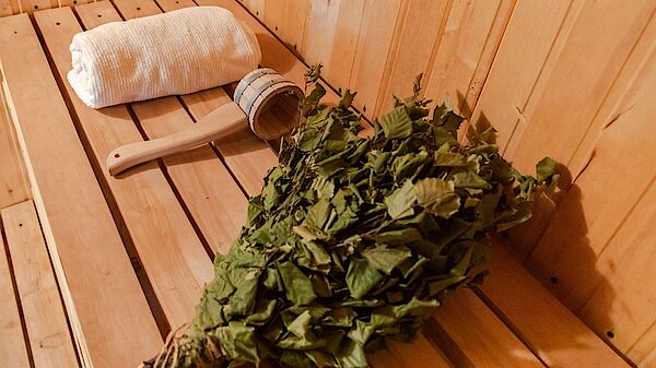 sauna, legno, bio sauna, erba, asciugamano, panca