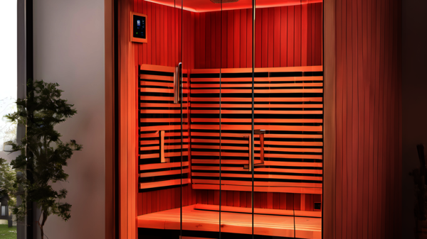 sauna, sauna infrarossa, legno, LED, cabina, panca